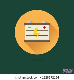 automotive battery flat design vector icon
