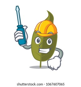 Automotive bay leaf mascot cartoon