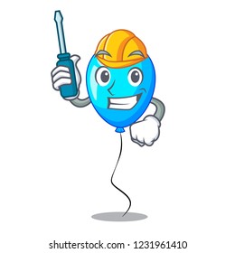 Automotive blue balloon bunch design on cartoon