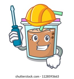 Automotive bubble tea mascot cartoon