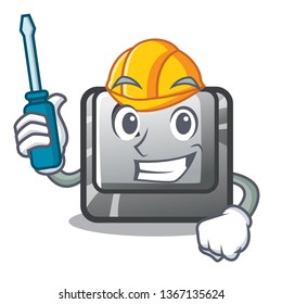 Automotive button C installed on cartoon computer