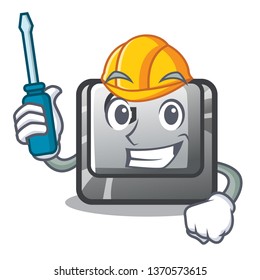 Automotive button G installed on mascot computer