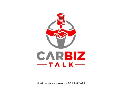 Automotive Car Business Deal Talk Podcast Logo design vector icon symbol illustrations. A multifunctional logo that can be used in many auto business companies and services. It is ready to print.