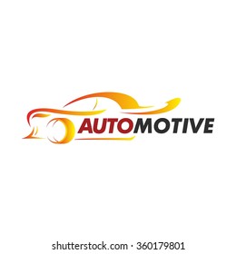 Automotive and car icon. Car silhouette color in gold and red with white background, Business logo design work