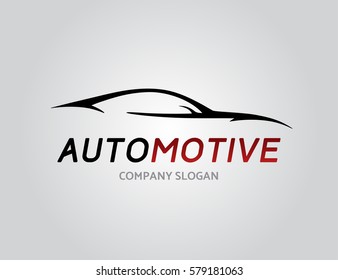 Automotive car logo design with concept sports vehicle icon silhouette isolated on light grey background. Vector illustration.