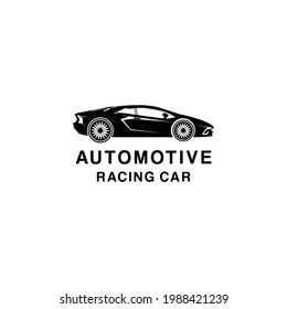 automotive car logo design vector with silhouette style for sports car racing and auto repair shop