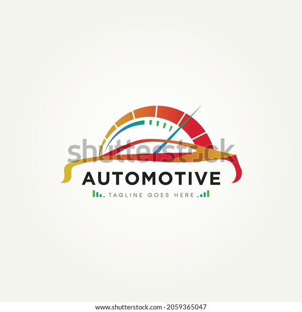 automotive car\
modern logo. car with speedometer symbol garage or automotive\
business logo vector illustration\
design