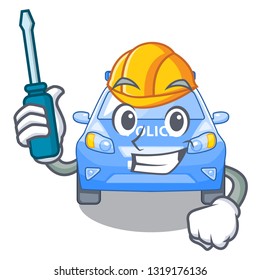 Automotive car police isolated with in mascot