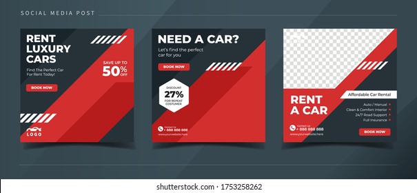 Automotive car rental banner for social media post template