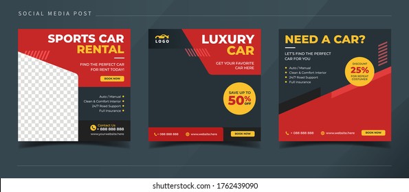 Automotive car rental banner for social media post template