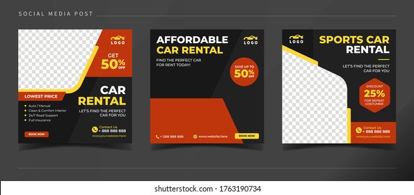 Automotive car rental banner for social media post template