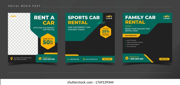 Automotive car rental banner for social media post template