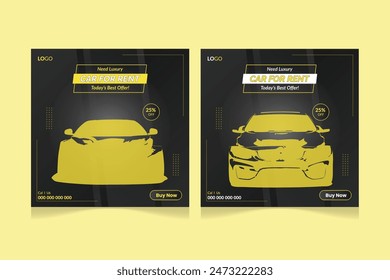 Automotive car rental banner for social media post template
Car sale promotion social media post, Car ads, Car banner design template.