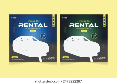 Automotive car rental banner for social media post template
Car sale promotion social media post, Car ads, Car banner design template.