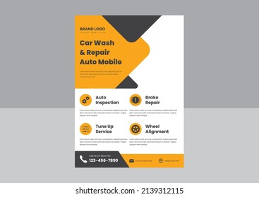 automotive car repair services auto detailing flyer poster template. car repair and automotive services flyer poster leaflet design.