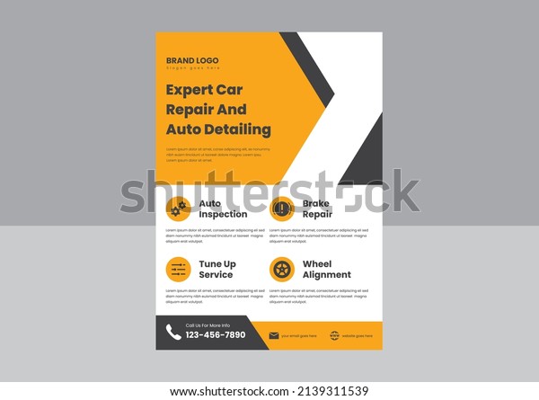 automotive car repair services auto detailing\
flyer poster template. car repair and automotive services flyer\
poster leaflet\
design.