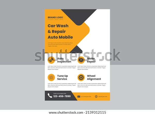 automotive car repair services auto detailing\
flyer poster template. car repair and automotive services flyer\
poster leaflet\
design.