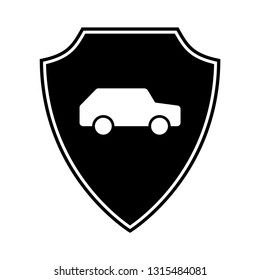 Automotive car shield logo design template. Protect car guard shield. Safety badge vehicle icon. Security auto label. Car alarm system. Auto insurance. Vector illustration