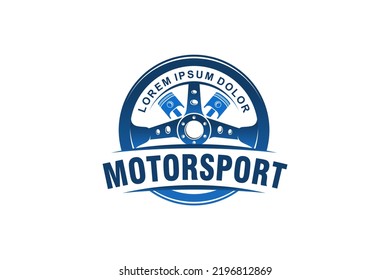 Automotive car steering wheel logo design garage workshop illustration race speed auto repair