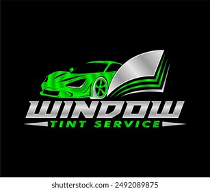 automotive car window tint logo design template modern vector isolated on black background