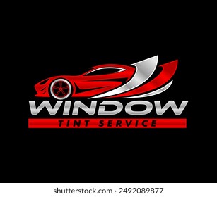 automotive car window tint logo design template modern vector isolated on black background