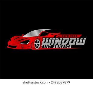 Plantilla de diseño de logotipo de tintado de ventana de coche automotriz Vector moderno aislado sobre fondo negro