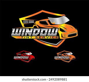 automotive car window tint logo design template modern vector isolated on black background