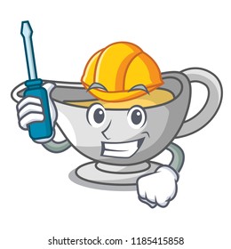 Automotive cartoon sauce boat with cream sauce