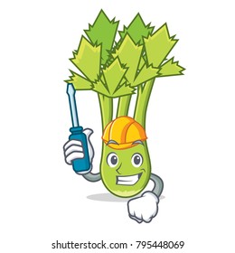 Automotive celery mascot cartoon style