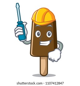 Automotive chocolate ice cream mascot cartoon