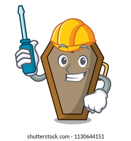 Automotive coffin mascot cartoon style vector illustration