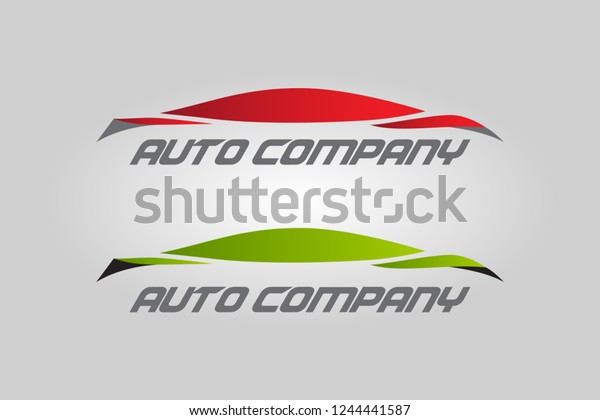 Automotive Company logo design. Red and green\
color. car, logo.