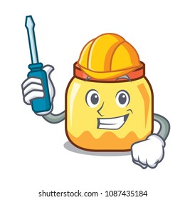 Automotive cream jar mascot cartoon
