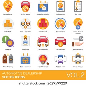 Automotive Dealership Dealer Transportation Icons Illustration