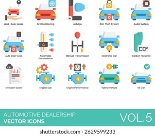 Automotive Dealership Dealer Transportation Icons Illustration