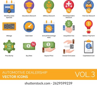 Automotive Dealership Dealer Transportation Icons Illustration