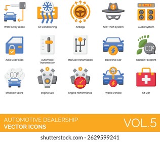 Automotive Dealership Dealer Transportation Icons Illustration