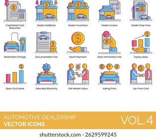 Automotive Dealership Dealer Transportation Icons Illustration