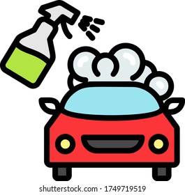 Signo del sistema de desodorización y desanización automotriz, limpieza de coches y lavado Concepto Vector Color del icono Diseño, lavado de coches y equipo de Centro de detalles sobre fondo blanco