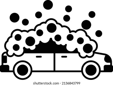 Automotive Deodorizing and Sanitizing Vector Icon Design, covid car cleaning service Symbol, Vehicle disinfection Sign, Water Wash Service stock illustration, Sedan Car Getting Bath Concept,
