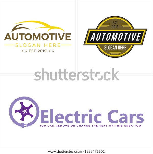 Automotive design logo with car and steering\
wheel combination plugs illustration vector suitable for electric\
service company\
transport