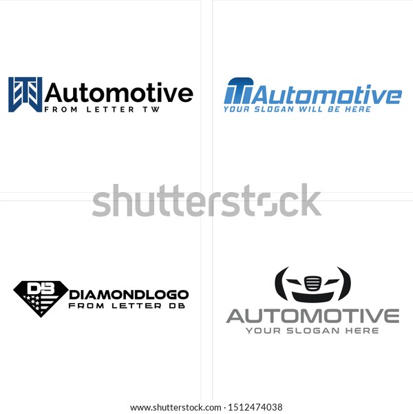 Automotive design logo with initial TW star car\
bumper black and blue vector line art suitable for business company\
service repair