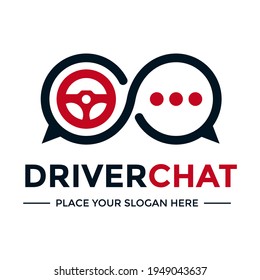 Plantilla de logotipo del vector de chat del controlador automotor. Este diseño utiliza el símbolo de dirección. Adecuado para el transporte y los negocios