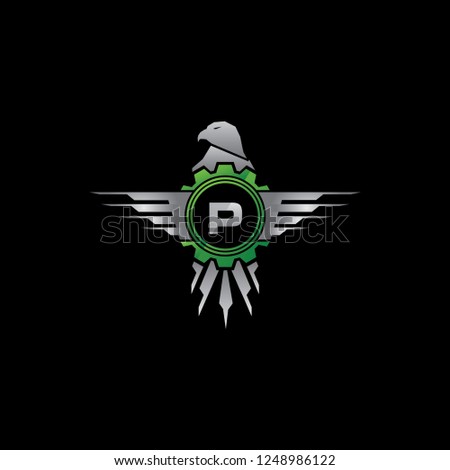 Automotive Eagle Gear P Letter Logo