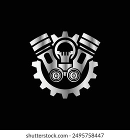 Automotive engine logo design template. Vector illustration on black background.
Mechanical gear logo. Car service, repair and maintenance logo.