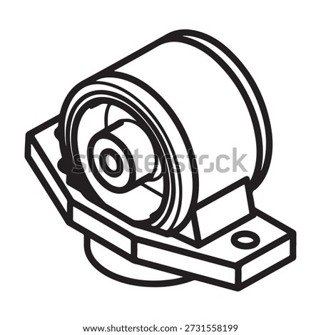 Automotive Engine Mount Icon Vehicle Motor Bushing Line Art Vector