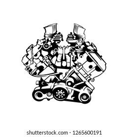 automotive engine vector