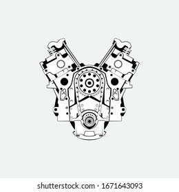 automotive engine vector logo in the white background