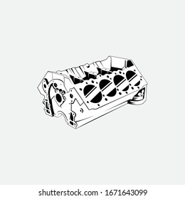 logotipo vectorial del motor automotor en fondo blanco