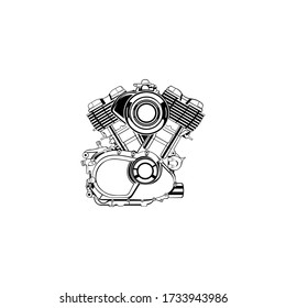 logotipo vectorial del motor automotor en fondo blanco